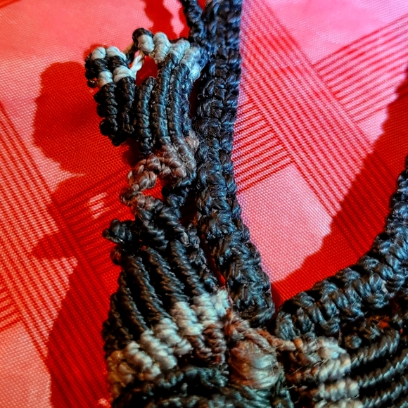 Macrame necklace obsidian and snowflake obsidian by SaLtY RoCks jewery. A - Picture 4 of 8